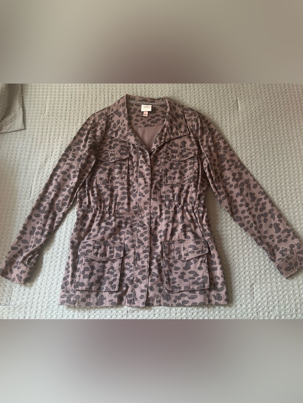 Knox Rose Leopard-Print Utility Jacket -  Charcoal
